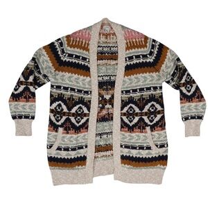 Ll Bean Ragg Open Cardigan 100% Cotton